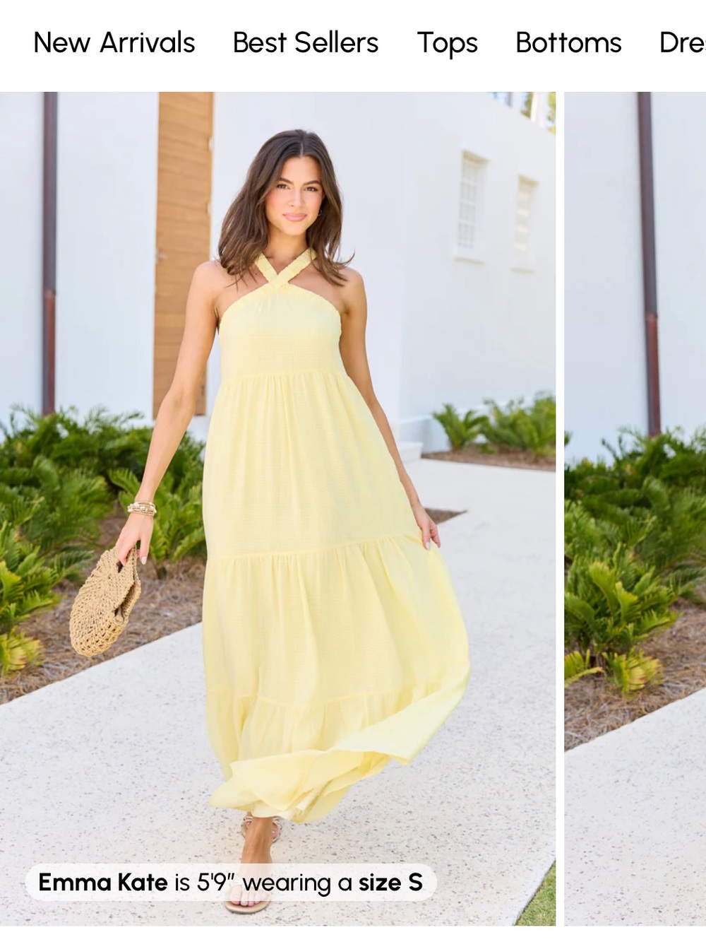 Pink Lily Light Yellow Halter Tiered Maxi Dress